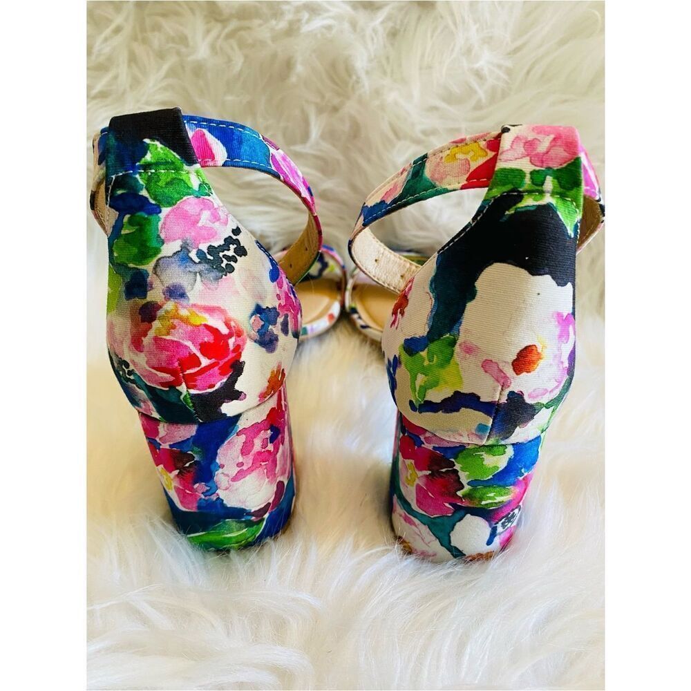 🛍️ Chinese Laundry Floral Ankle-Strap Heels - Multi Color. Size 7.5 - Picture 3 of 10